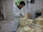 Cutting the section for the frame tube to go through