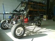 Front view of the frame with on its wheels