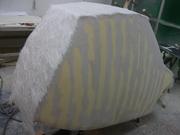 Fiber glass cutted and placed on the hood, roof and hatchback