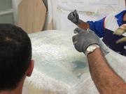 Putting resin on the roof